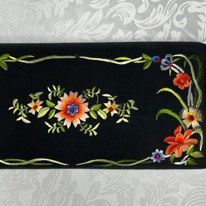 Black Embroidered Clutch Purse